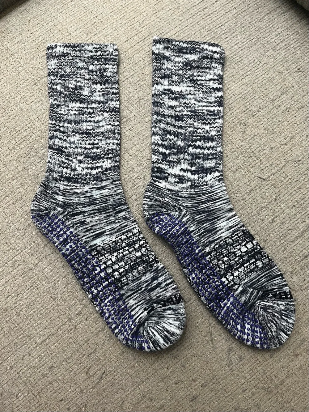 Bombas Women’s Gripper Half Calf Socks Marled Blue M Athleisure Pilates Yoga